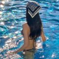 Yi Mengling Same Swimsuit Women Gathered Three-Point Bikini Hot Spring Halter Spaghetti Straps Split Suit Summer.