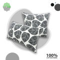 Cotton Cover With Cushion, Black & White (20"x12")_Set of 2.