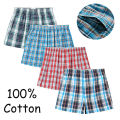 BataBata XL-6XL Plus Size Mens Underwear Cotton Boxers Shorts Loose Home Wear Sleepwear Underpants Elastic Waistband Plaid Boxers Soft. 