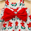 【Great Selection】 Summer New Girl Dress With Hat Sweet Flower Print Birthday Squad Dress Sweet Princess Dress.
