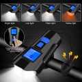USB Bicycle Waterproof Rechargeable 3 In 1 Light + Horn + Speedometer 6 Mode Horn Flashlight Cycle Bike Speedometer Led Front Lights Cycling Headlight. 