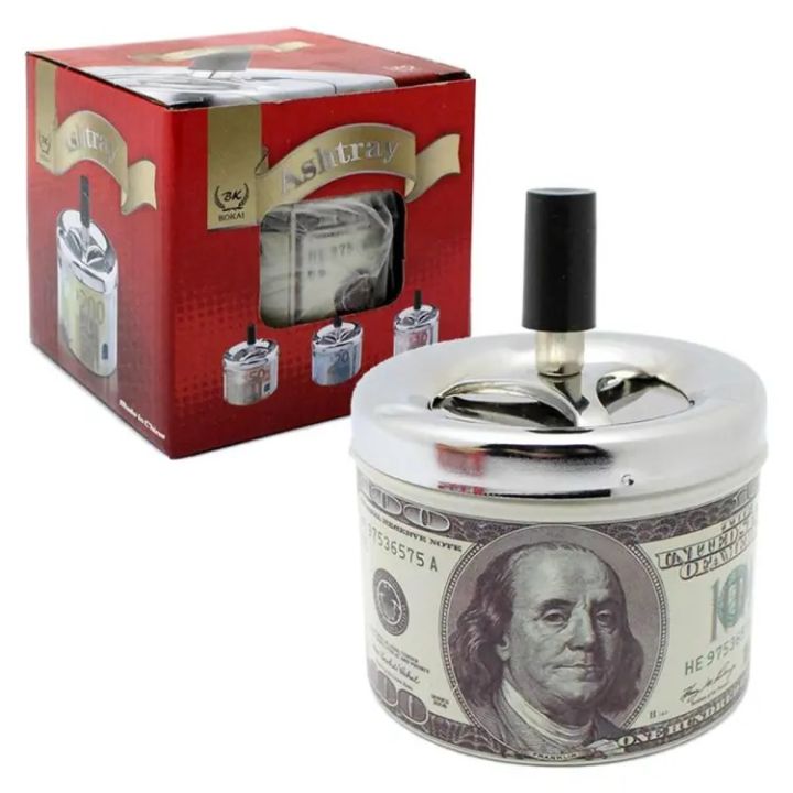 1 pcs push system Stainless Steel Ashtray with Magical Open & Close Option