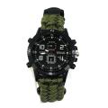 【WSJJ Store】(NEW)8 in 1 Paracord Survival Swimming Wrist Watch Bracelet Outdoor - green.