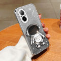 For Realme C67 C65 C63 C61 C55 C53 C35 C33 C31 C30s C30 Casing Case with Cartoon Astronaut Stand Luxury Gradient Plating Glitter Girly Phone Case Clear Soft Silicone Shockproof Protective Cases Pouch.