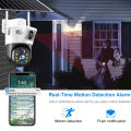 Dual Lens Solar Battery Backup PTZ IP Camera V380 PRO 4G Sim-Supported 10X Optical Zoom, Waterproof, Two-Way Audio, Motion Detection.