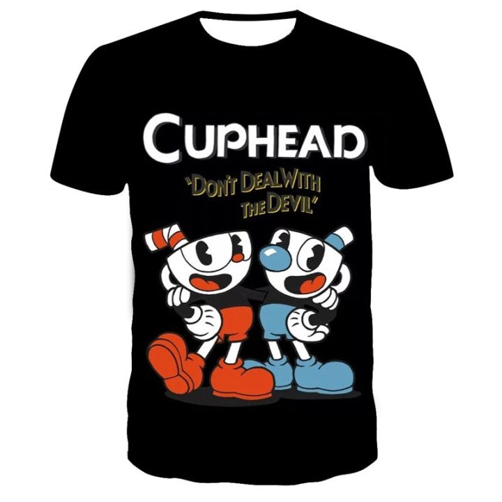 Summer Cuphead Mugman 3D Print Kids T-Shirt Funny Girls Boys Children Tops Tees Unisex Breathable Cartoon O-Neck Short Sleeve