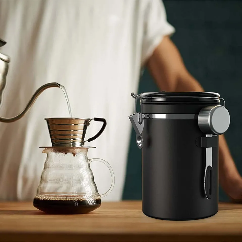 ZENTORIQ 2 Pcs Coffee Container Airtight,Coffee Jar With Scoop,Airtight Coffee Canister Retains,For Ground Coffee, Spices, Herbs, Candy, Protein Powder