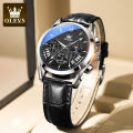 OLEVS Sports Fashion Quartz New Waterproof Leather Watch for Men - 2876.