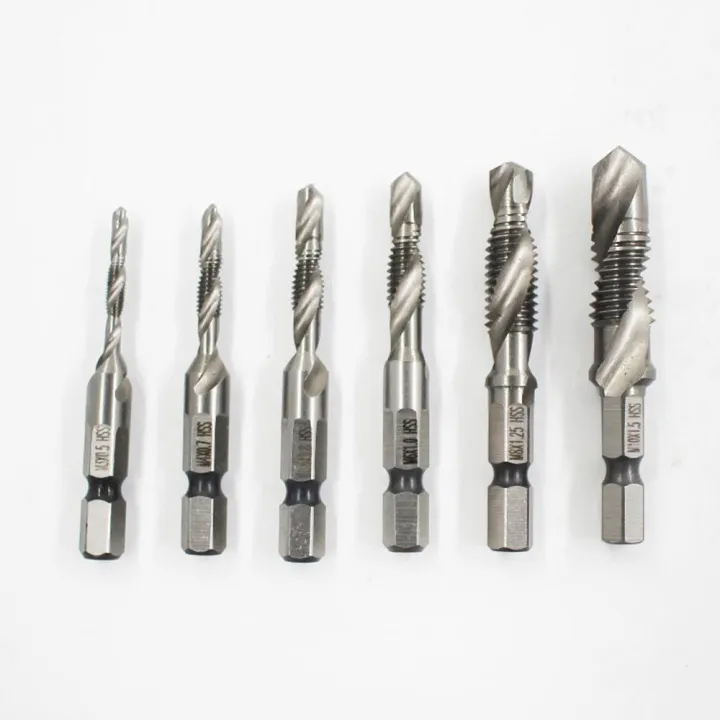 KOGEEK%206pcs%20M3-M10%201/4"%20Hex%20Shank%20Composite%20Tap%20Drills%20Thread%20Tap%20Taper%20Drill%20Bit%20Set%20Spiral%20Compound%20Drill%20-%20Image%202