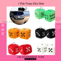 1 Pair Fuzzy Dice Dots Rear View Mirror Hanger Decoration. 