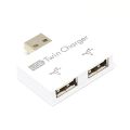 Mini USB Hub To 2 Port Charger Hub Adapter  Fashion New USB Splitter For Phone  Computer USB Hub 2.0（white）. 