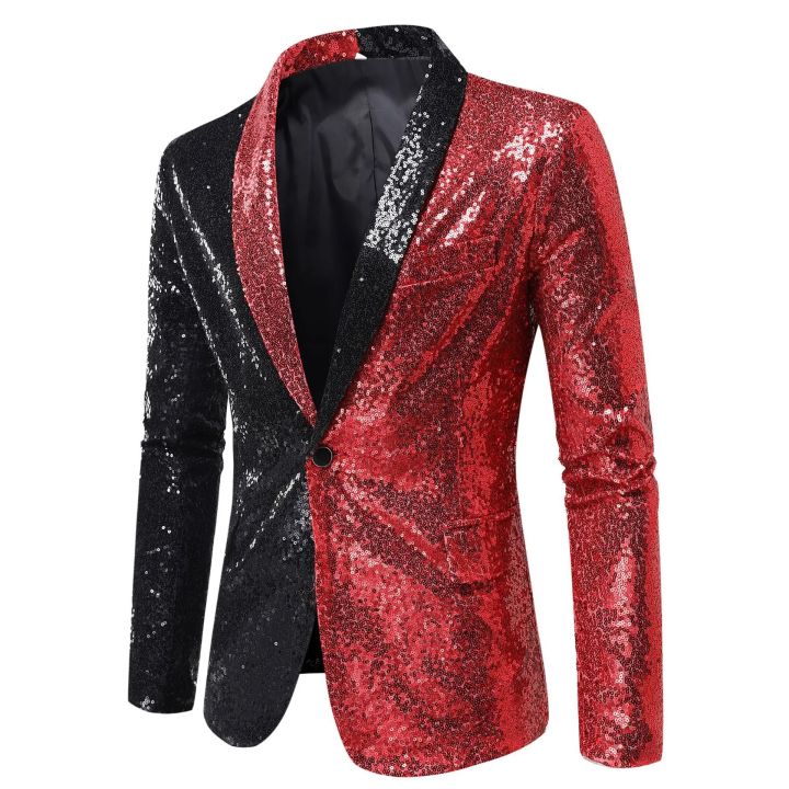 Mens%20Black%20Silver%20Sequins%20Tuxedo%20Blazers%20Stylish%20Shiny%20Shawl%20Lapel%20One%20Button%20Blazer%20Suit%20Jacket%20Men%20Disco%20Party%20Stage%20Costume%20-%20Image%203