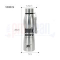 Prox Stainless Steel Vacuum (1000ml) Single Layer SS Non Thermal Silver Water Bottle_WB-2159. 