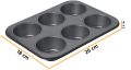 Carbon Steel 3 PC Combo Cake Moulds for Baking - Cake Tin , 6 Cavity Cup Cake Mould (Muffin Tray) with Liners & Bread Mould. 