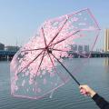Transparent Flower Design Folding Fashion Umbrella for Women - Compact and Waterproof. 