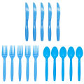 Reusable Blue Yellow Green Black Purple Knives Forks Spoons Cutlery Birthday Party Tableware Wedding Anniversary Party Supplies.
