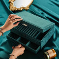 Multi-layer flannel jewelry box, drawer storage box, ring earrings, jewelry box, large capacity storage jewelry box, wholesale. 
