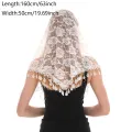 Fashion Triangle Veil Scarf Solid Polyester Jacquard Rose Shawl Church Prayer Headband For Women Muslim Wedding Turban 160*50cm. 