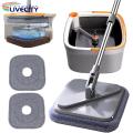 Square Mop Head 360 Degree Rotatable Self Wash Spin Mop with Bucket Wet/dry Dual-use Mops for Clean/dirty Water Separation System Adjustable Handle Buyers' Choice Corner Cleaning Mop.
