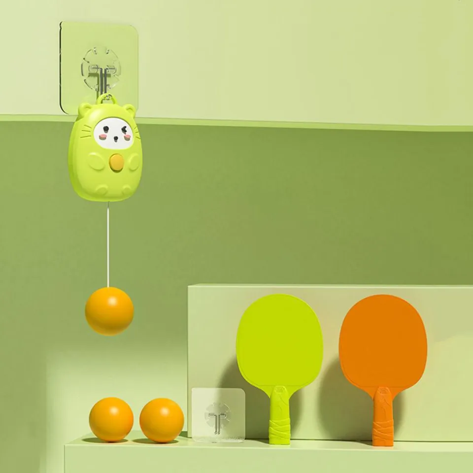 Door Frame le Tennis Trainer Cartoon Cat Indoor le Tennis Trainer for Kids Adults S Prtice Equipment with Retrle Rope Ball Paddles Hook Hang le Tennis Trainer