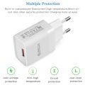 【YIYANGMAOYI111】18W QC 3.0 USB Charger Quick Charge Fast Charging Adapter For Realme C21 Samsung Xiaomi Lite Mobile Phone Cable. 