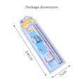 Set of 2 pencils cartoon stationery, 1 ruler, 1 eraser, 1 pencil sharpener. 