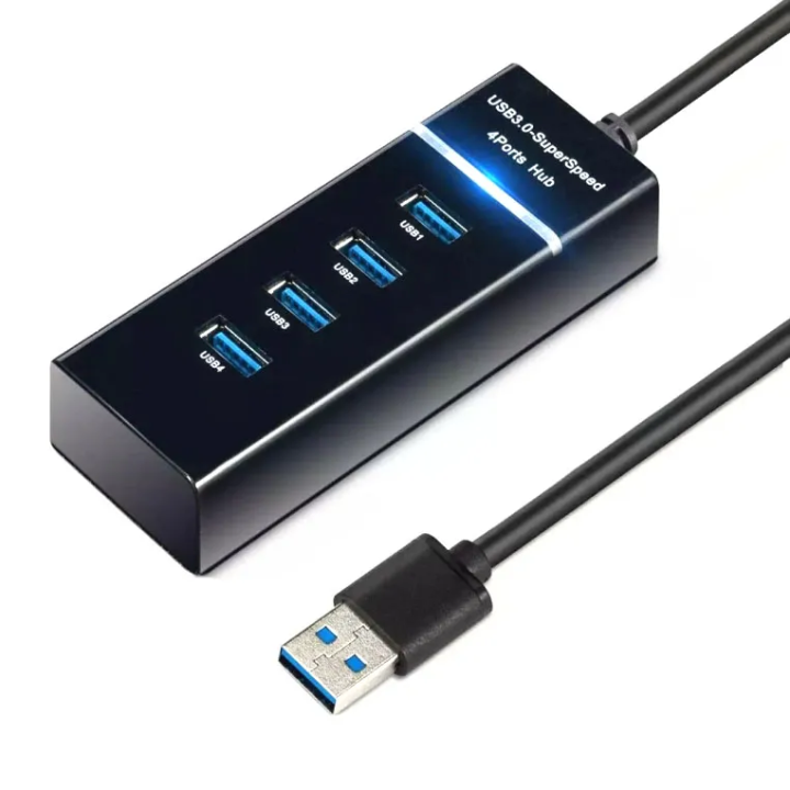High Speed USB 3.1 4 Port USB 3.0 Hub for PC Laptop Tablet – Black