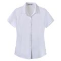 Women's Office Work Shirts Short Sleeve Button Down Lapel Blouse Summer Classic-Fit Tops Ladies Business Blouses.