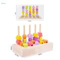 Wooden Beads Sequencing Toy Set Shape Color Sorter.