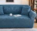 【High-quality】 Thickened Elastic Leather Sofa Cover All-Inclusive Old-Fashioned One, Two, Three-Person Blue Armrest Comb.... 