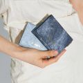 Korean Aesthetic Women's Short Wallets Three Folding Imitation Denim PU Leather Small Cardholders for Girls Mini Card Purses. 