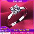 LMNZB Solid 18K White Gold Ring 925 Sterling silver Ring Round 2ct Solitaire Wedding Band Women Accessories Jewelry.