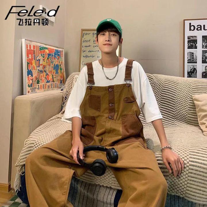 Feiladanton Suspender Pants Baby Boy and Girl Summer Thin American Retro Workwear Jumpsuit Loose Casual Pants