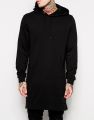 Streetwear Men's Long Black Hoodies Sweatshirts Feece extra long Hoody Side Zip Longline Hop elongated for men Hoodie.
