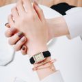 New Rectangle Quartz Women Watch Set Rhinestone Bracelet Leather Ladies Watches Casual Female Wristwatch Fashion Clock relogio. 