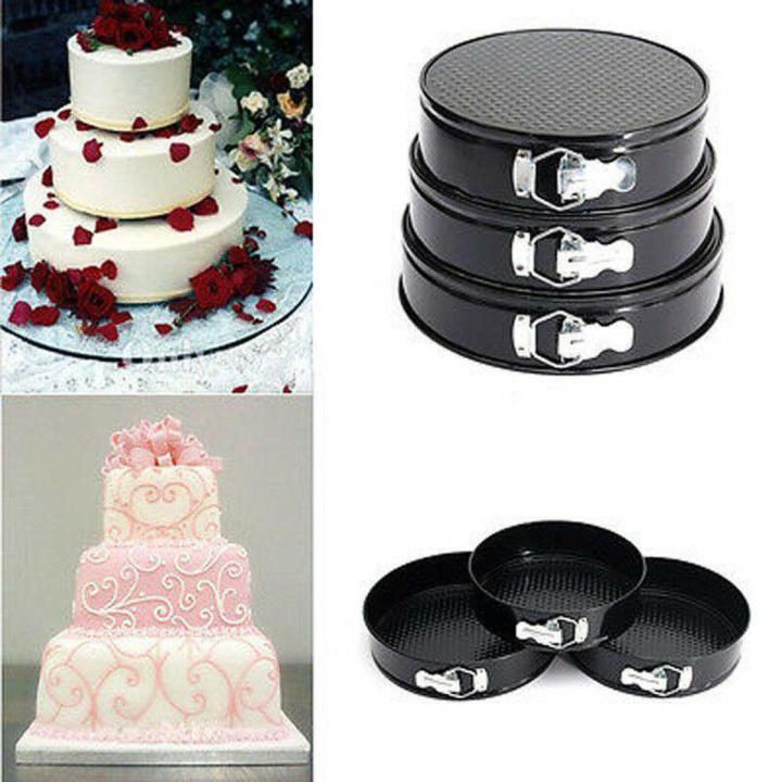 3pcs/Set Cheesecake Cake Pan Carbon Steel Mold Removable Waffle Bottom Cooking