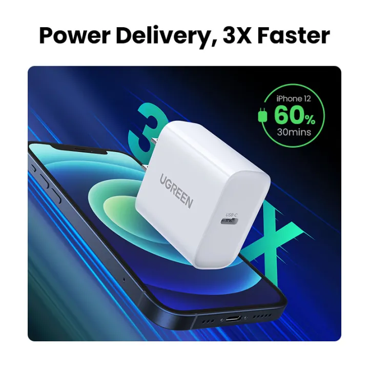 UGREEN%2020W%20USB%20C%20Fast%20Wall%20Charger%20Adapter%20for%20iPhone%2012%20Mini%2012%20Pro%20Max%20SE%2011%20Pro%20Max%20XR%208%20Plus%20Pixel%20Samsung%20Galaxy%20S10%20S9%20LG%20iPad%20Pro%20-%20Image%207