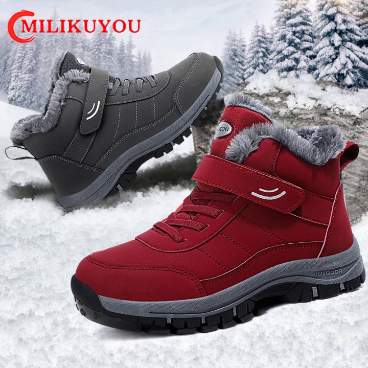 【selevn roind】 Boots Men's Women Slip On Winter Shoes For Men Waterproof Ankle Boots Winter Boots Male Snow Botines 2023 Black Botas Femininas