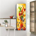 3D Realistic Fruit Printed Refrigerator Door Wrap Mural Decals Peel and Stick Waterproof Kitchen Fridge Door Sticker Wallpaper. 