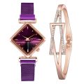 Women Square Watch Bracelet Set Luxury Ladies Quartz Magnet Buckle Gradient Color Watches Relogio Feminino for Gift Clock. 