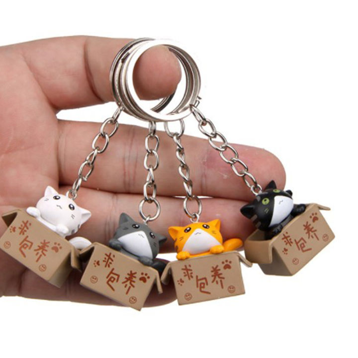 Creative Personality Cute Little Cat Box Keychain For Women Men Keychain Bag Pendants Ornament Bag Car Keychain Sunlight Mall