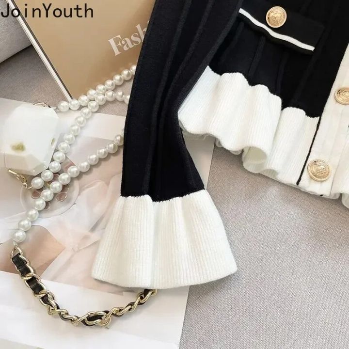 Sweet%20Cardigan%20Women%20Clothing%20O-neck%20Flare%20Sleeve%20Tunic%20Sueter%20Mujer%20Ruffles%20Vintage%20Knitted%20Sweater%20Coat%20Korean%20Pull%20Femme%20-%20Image%203