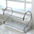 2 Layer Plate Storage Stand Rack - Silver - Kitchen Rack.