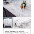 5 Miter Marble wall floor tiles sticker self adhesive white Marble Sheet for kitchen bed room.