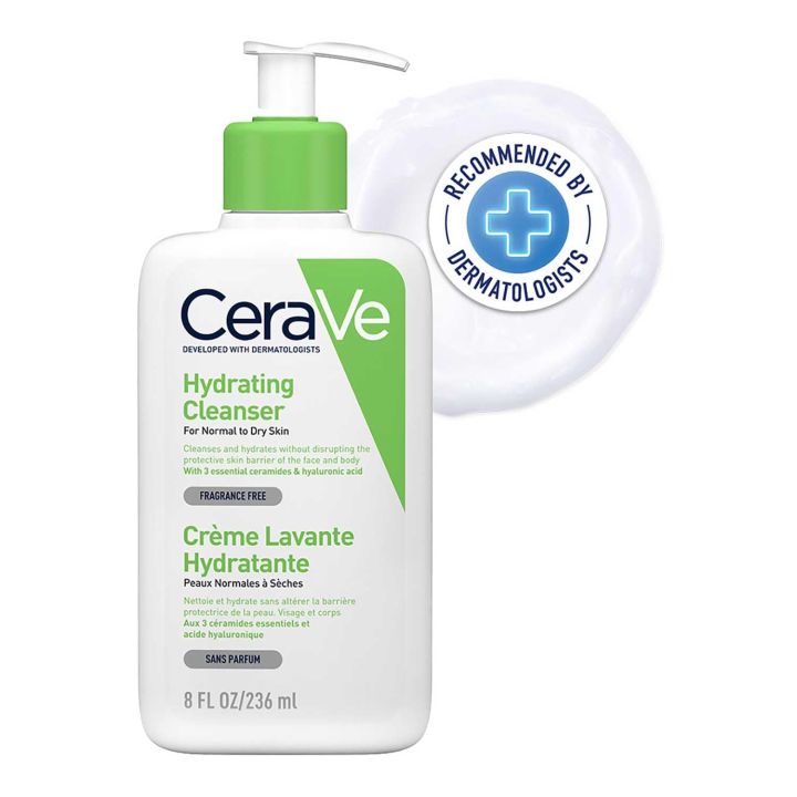 CeraVe Hydrating cleanser for normal to dry skin Hyaluronic Acid And Ceramides 236 ml Fragrance-Free -Made in USA