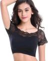 Short Sleeve Round Neck Readymade paded Lace Net Blouse for Women & Girls by now in amena fashion.