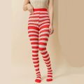 Goth Punk Women Striped Pantyhose Rainbow Long Tights Christmas High Waist Cosplay Stocking Elastic Slim Legging Long Socks.