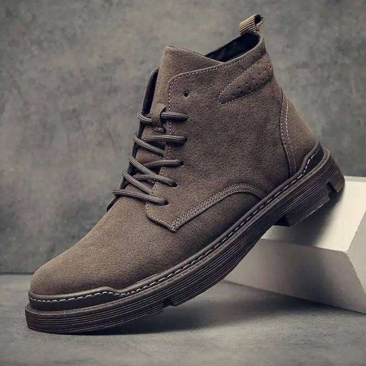 【Emotion HENG】Autumn and Winter New Warm Men's Shoes High-Top Dr. Martens Boots Worker Boot Men's Shoes Warwolf Fashion Breathable Thickening Men's Boots