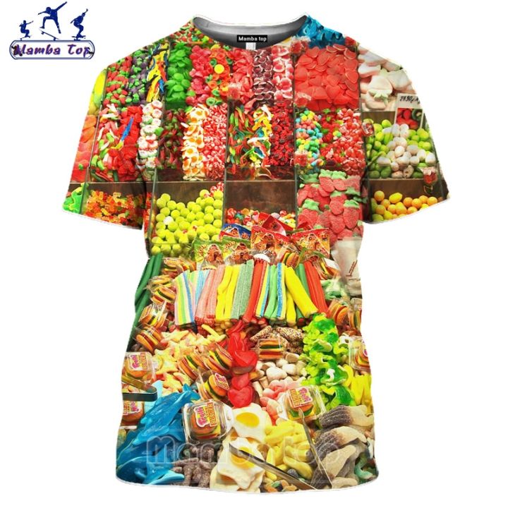 Mamba Top 3D Print Food Candy T Shirt Men Short Sleeve Women Tshirt Romantic Sweet Love Tee Color Chocolate Heart Pattern Design