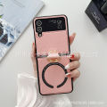 【Solo Yolo】Simple Solid Color for Samsung zfilp4 Phone Case Foldable Screen zflip3 Magnetic Ring Wireless Charger Protective Sleeve. 